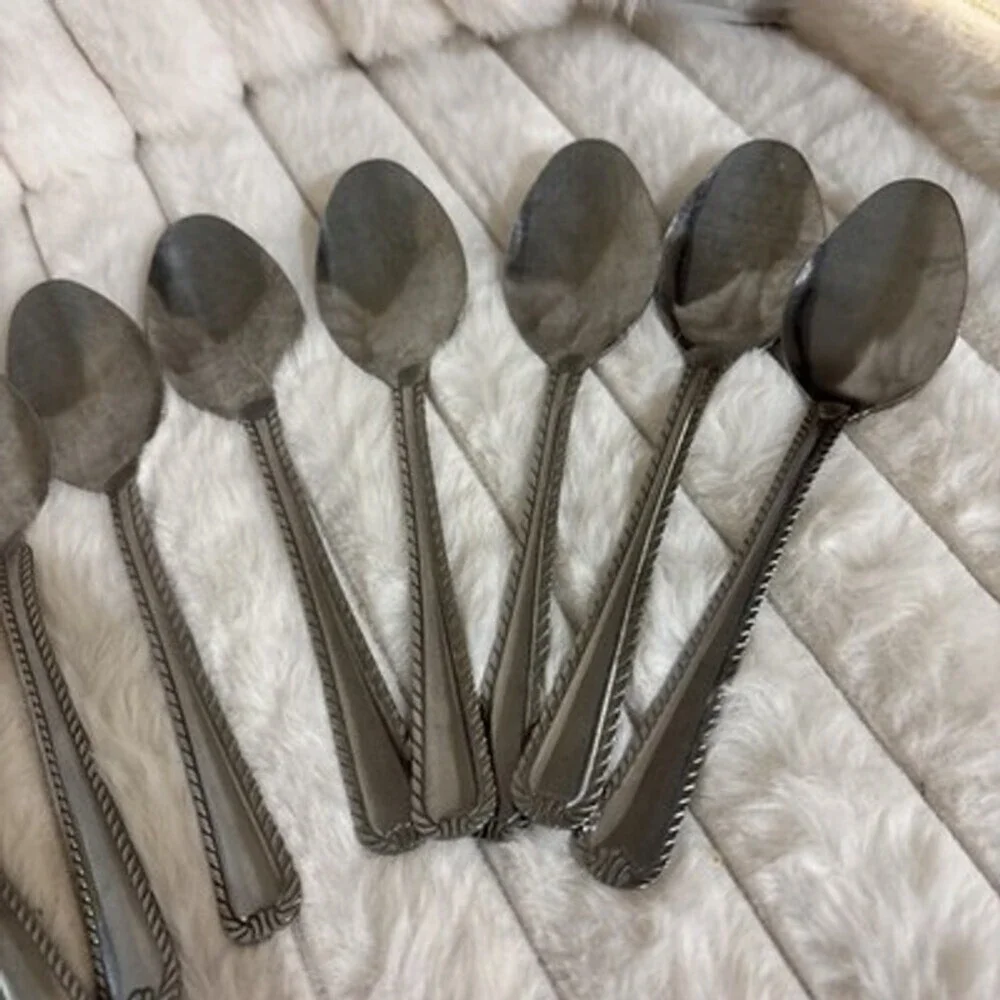 Unbranded Braided Rope Edge Stainless China Place Soup Spoons Lot of 10